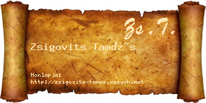 Zsigovits Tamás névjegykártya